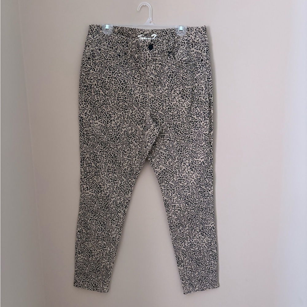Seven7 Leopard Print Skinny Jeans - Black & Tan Size 14